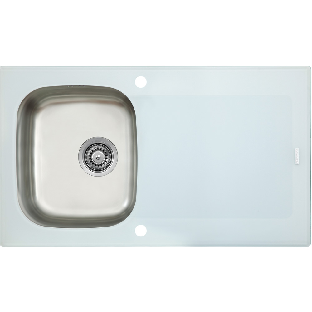 One Bowl Stainless Steel and White Glass Sink PRL01